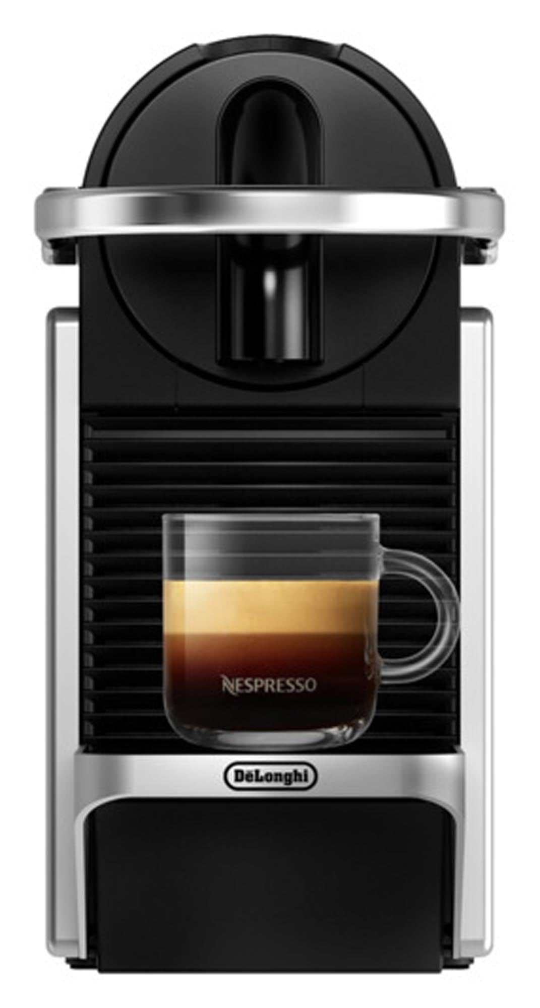 Die DELONGHI Nespresso Pixie Kaffeemaschine in Silber bietet kompaktes Design, schnelle Zubereitung und erstklassigen Kaffeegenuss.
