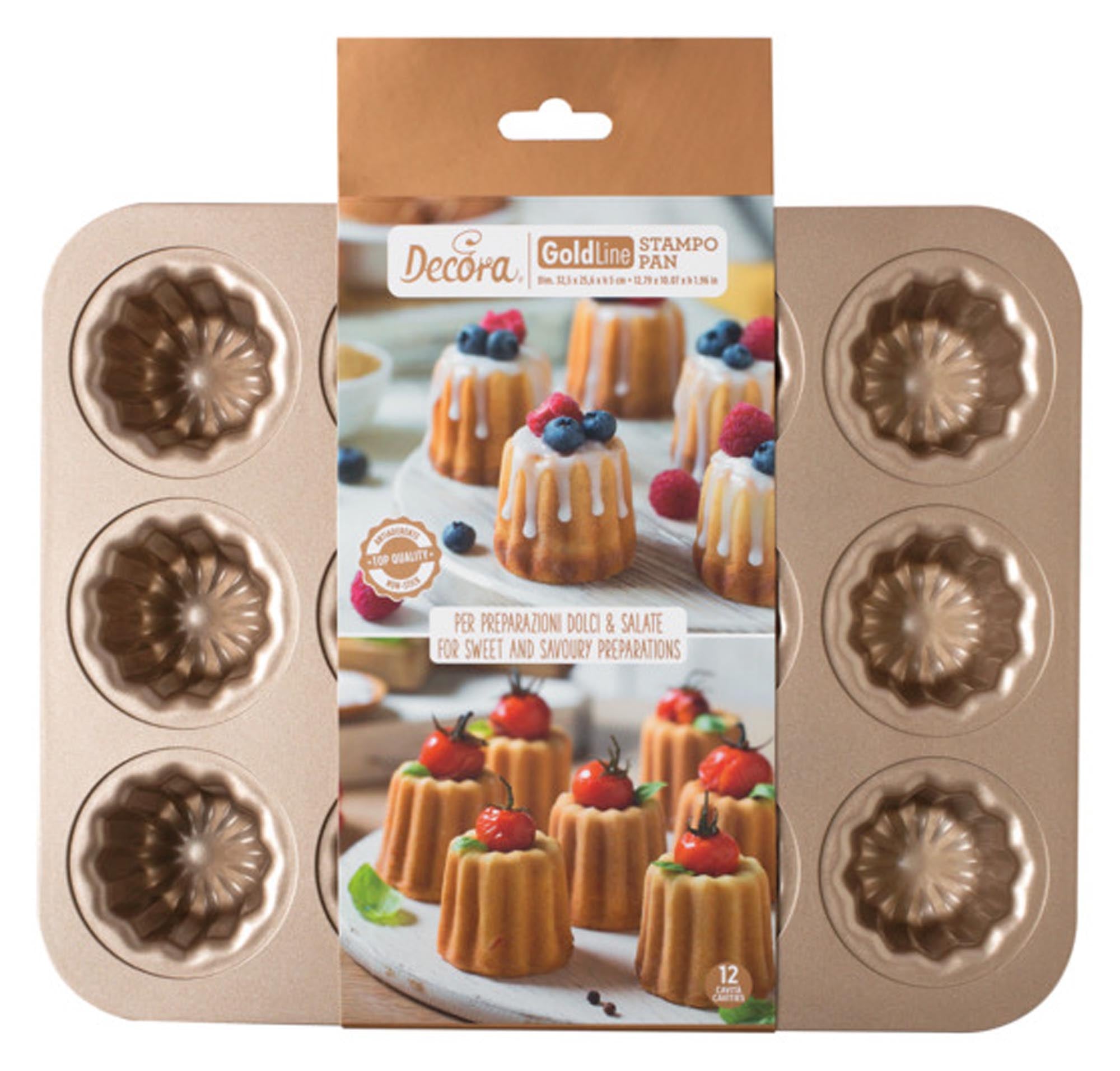 DECORA Backblech Antihaft Gold Cannelés 12er ø 5.5x4.5 cm