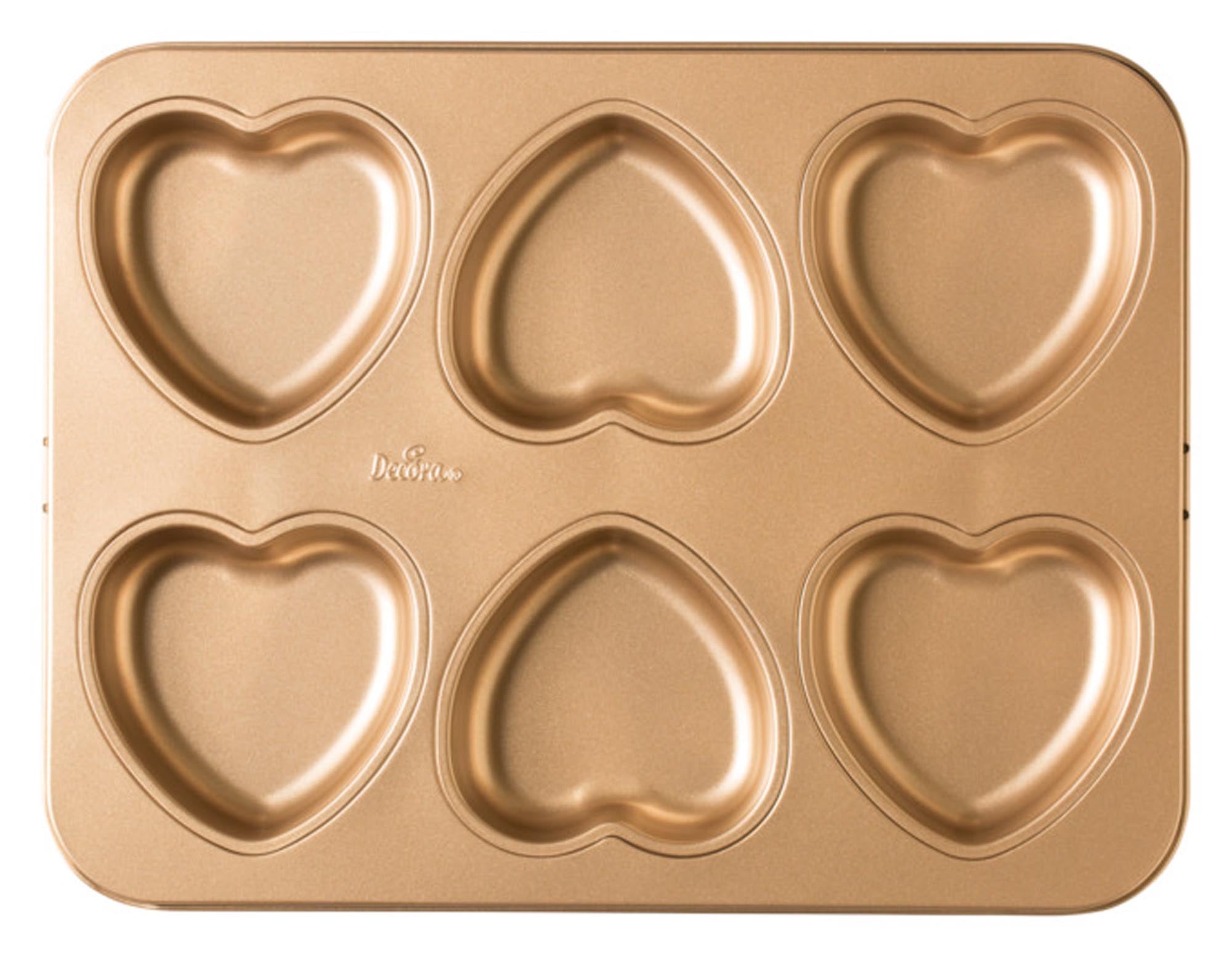 DECORA Backblech Antihaft Gold Herzen 6er ø 9.5x2.5 cm