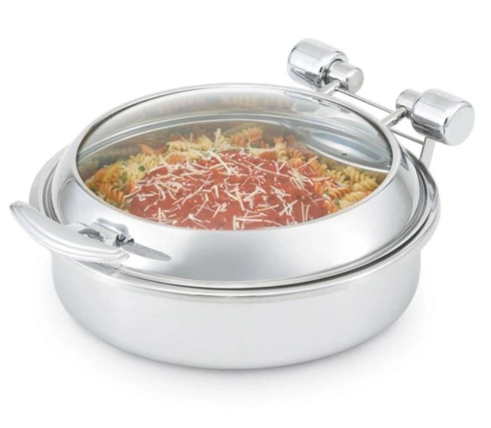 Chafing Dish Edelstahl mit Glasdeckel D40cm 5.8lt Induktion in Silber präsentiert im Onlineshop von KAQTU Design AG. Küchenhelfer ist von Vollrath