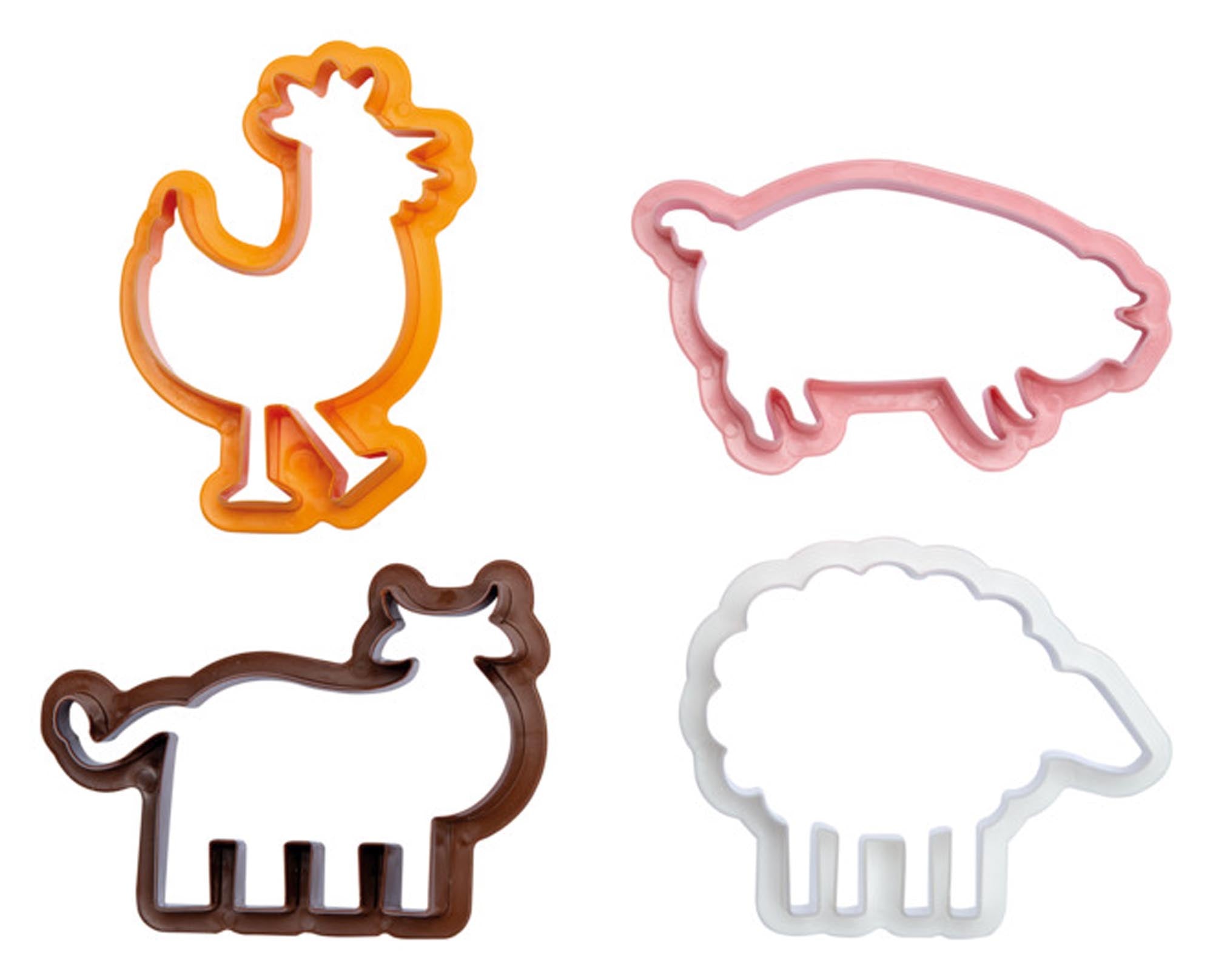 Ausstecher-Set Bauernhof-Tiere 4er Hahn Kuh Schwein Schaf in  präsentiert im Onlineshop von KAQTU Design AG. Ausstecher ist von DECORA