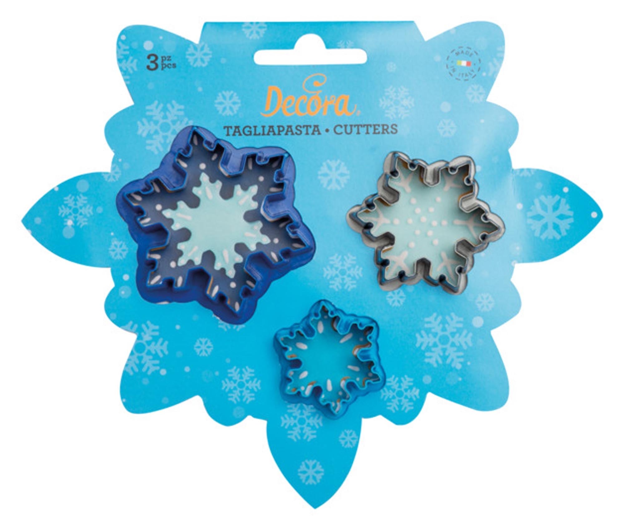 Kreieren Sie magische Winterleckereien mit dem DECORA Ausstecher Set: 3 Eiskristall- und Sternformen für festliche Kekse und Torten.