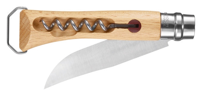 OPINEL Messer Nr. 10 mit Korkenzieher und Flaschenöffner Buche lackiert 10cm in  präsentiert im Onlineshop von KAQTU Design AG. Küchenmesser ist von OPINEL