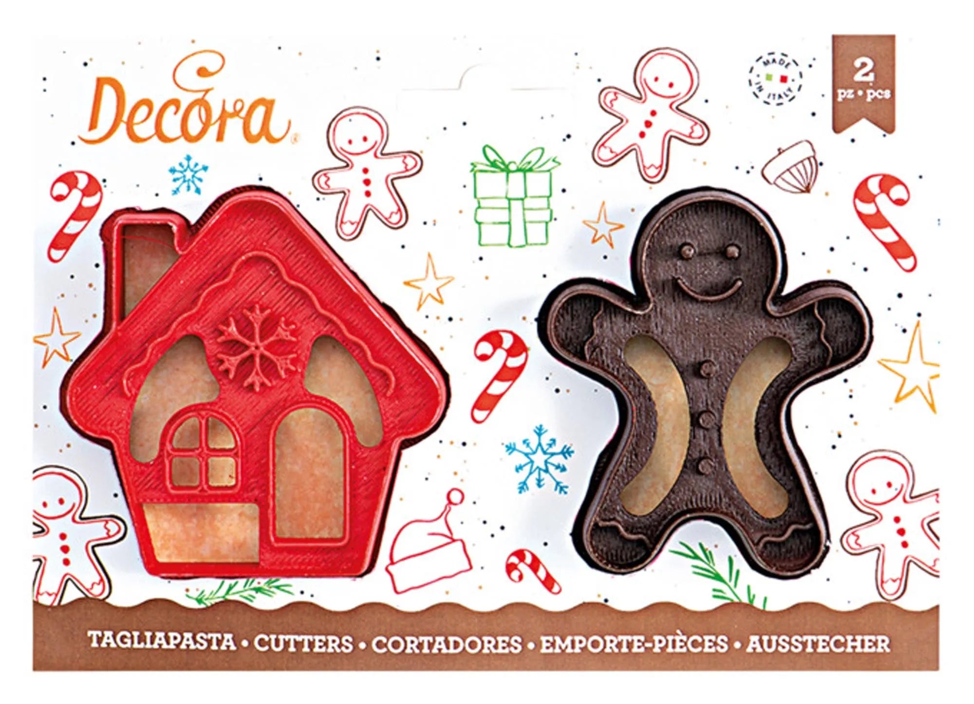 "Lebkuchenmann & Haus" Ausstecher-Set von DECORA: Edelstahl, präzise Formen, ideal für kreative Weihnachtsbäckerei.