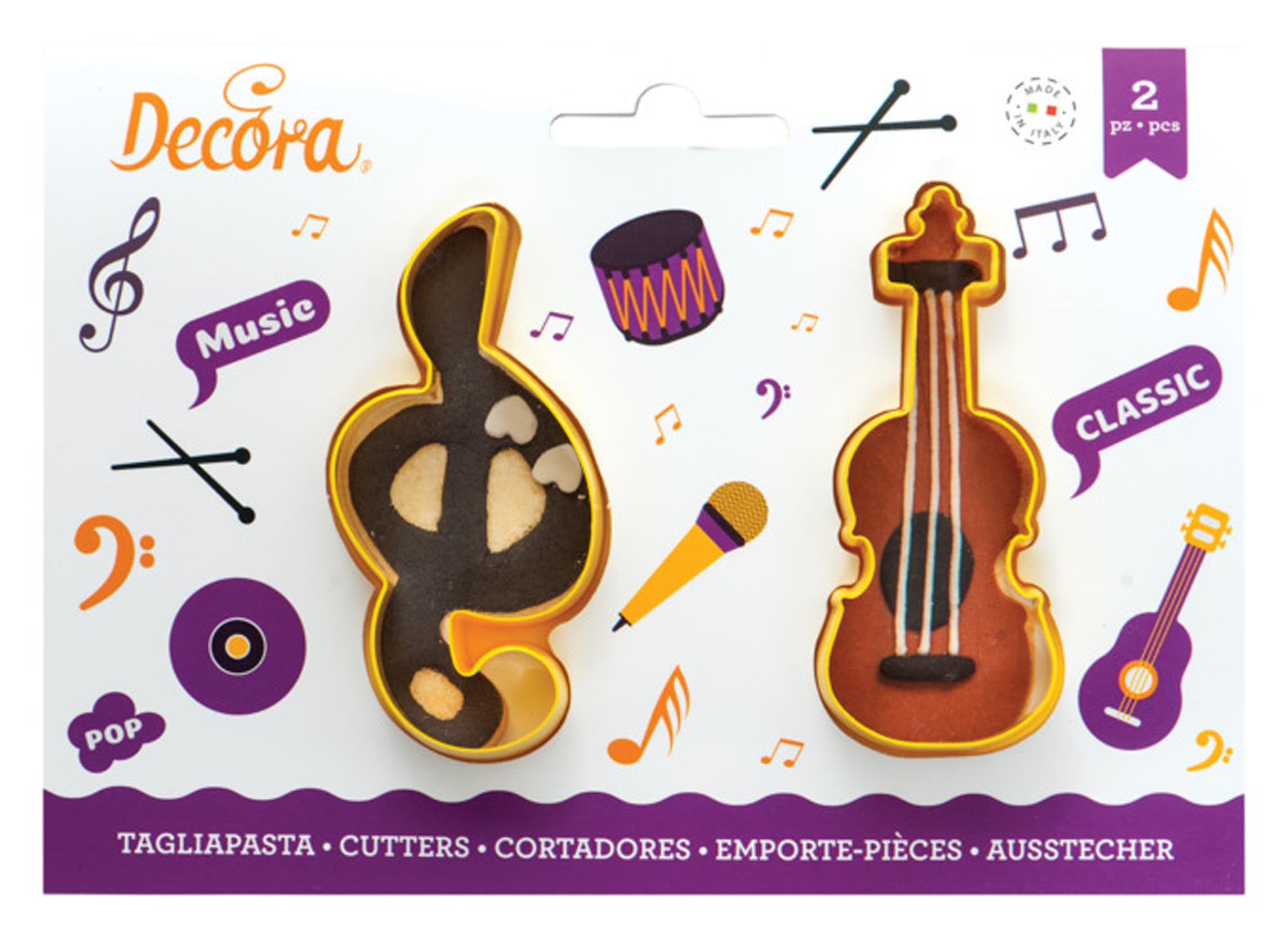 DECORA Ausstecher-Set: Perfekte Geigen & Notenschlüssel für Musikliebhaber. Hochwertiger Edelstahl für kreative Backkunst!