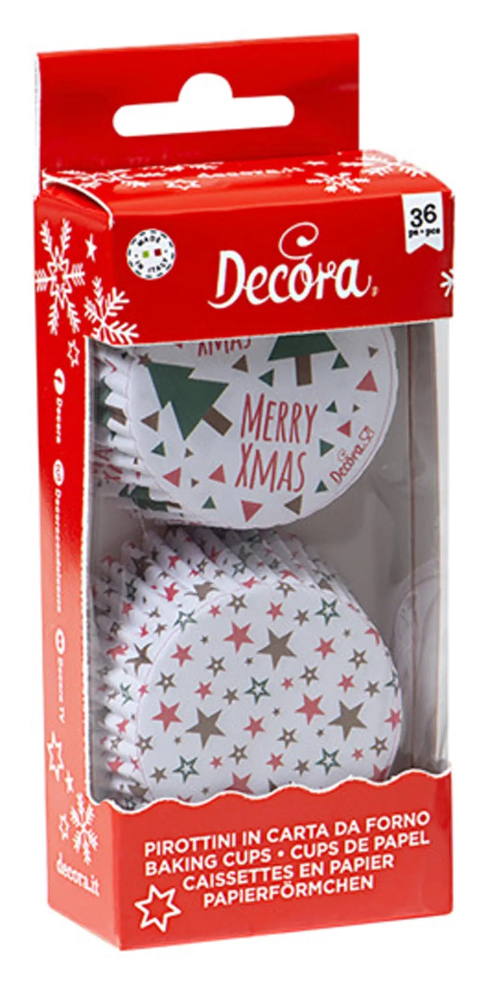 Festliche Papier-Backförmchen von DECORA, ideal für Weihnachtsgebäck.