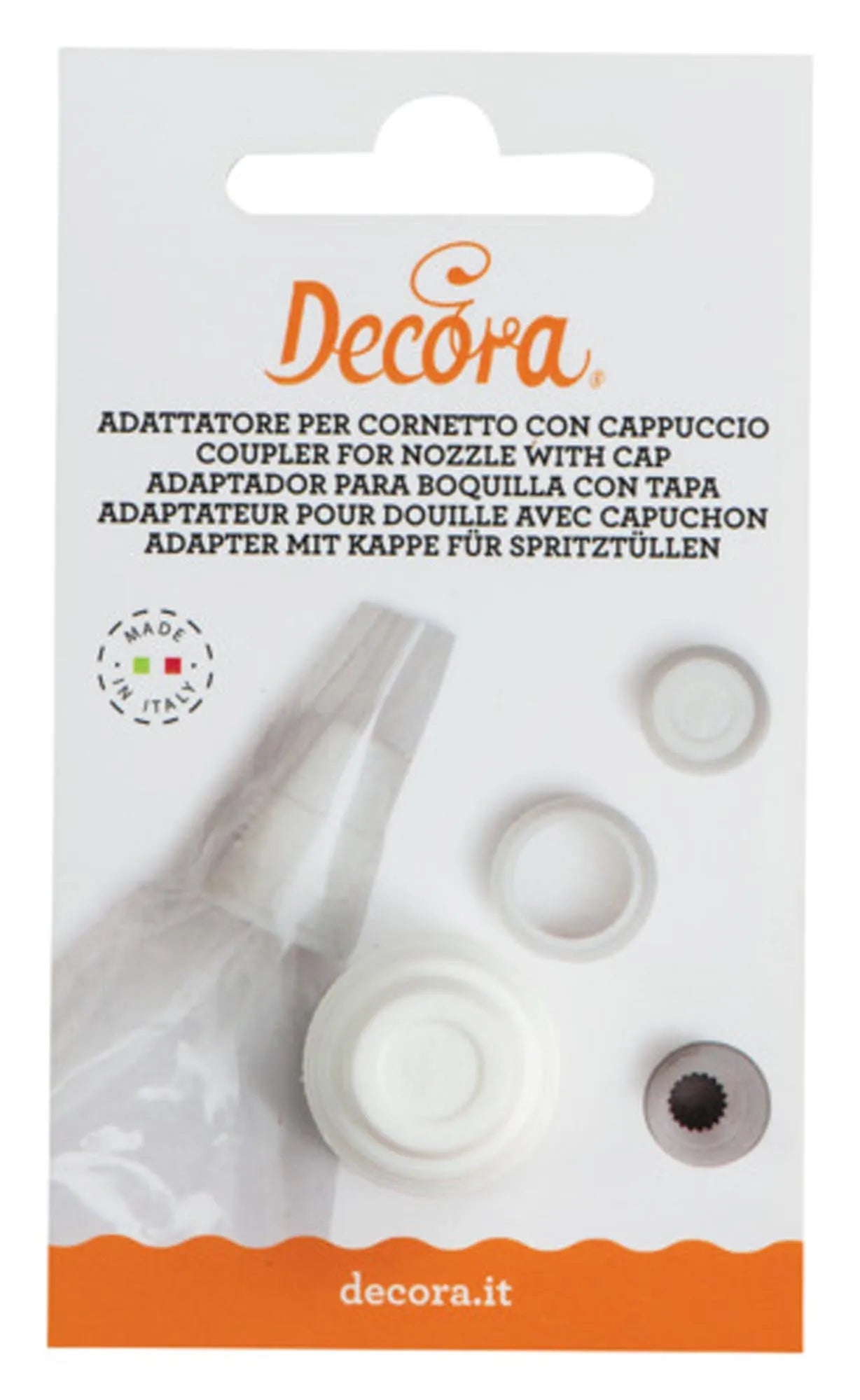 Adapter für Spritzbeutel von DECORA: Unverzichtbar für kreative Tortendekorationen. Hochwertig, spülmaschinenfest, präzise Handhabung.