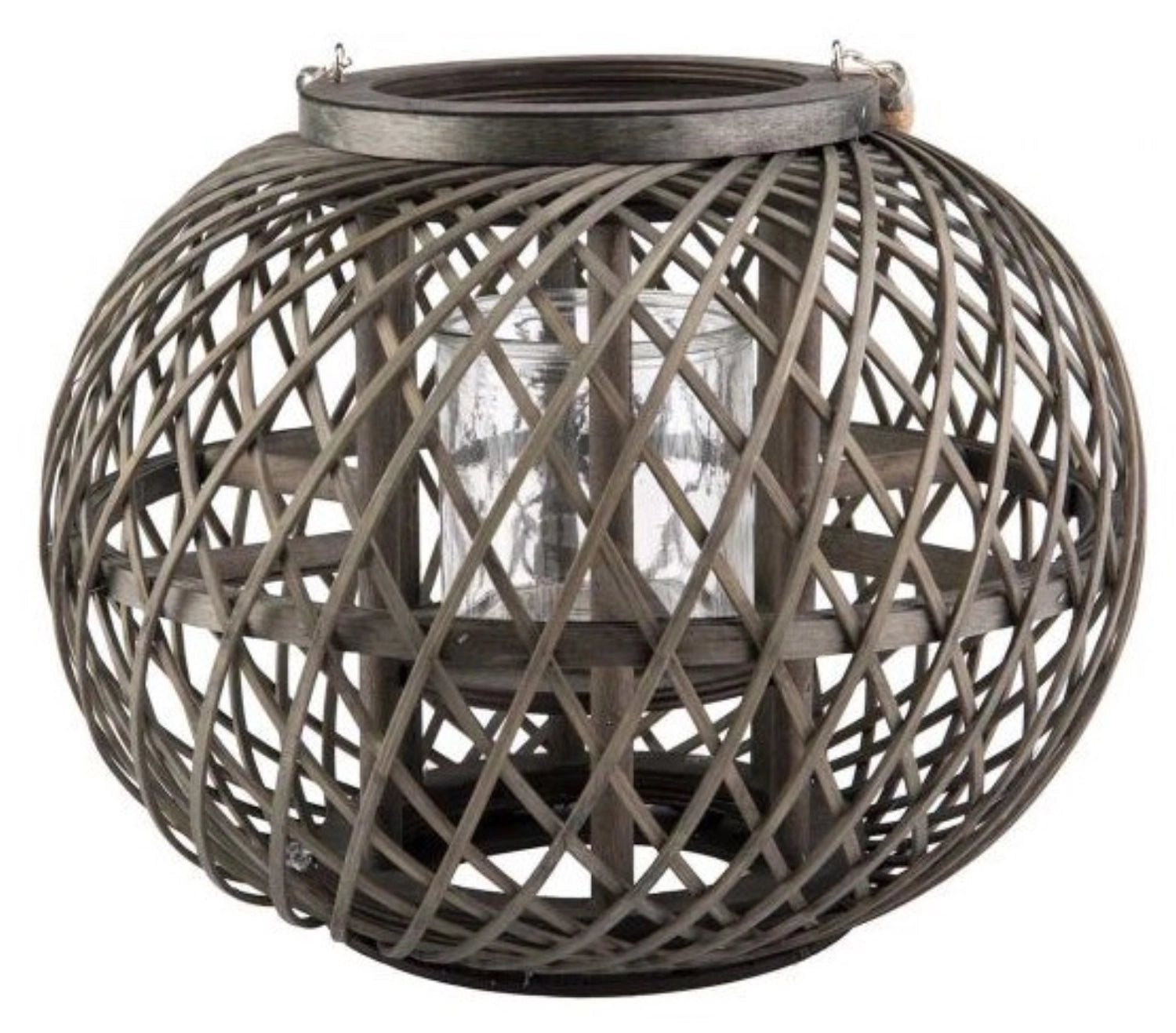 Laterne Dunkel Grün 32x32x26cm Rund Holz