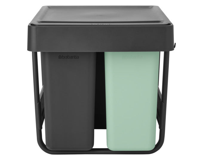 BRABANTIA Abfallsystem Sort&Go dark grey / jade green 10+10+20 l in  präsentiert im Onlineshop von KAQTU Design AG. Haushaltshilfen ist von BRABANTIA