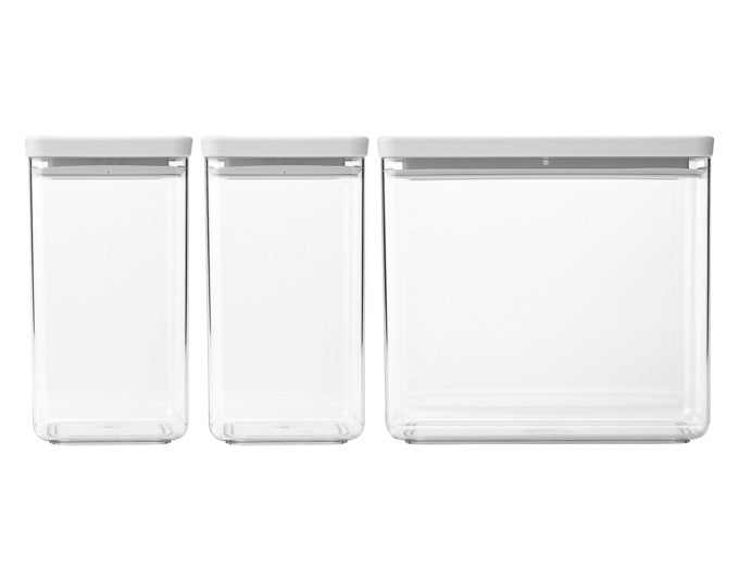 BRABANTIA Vorratsdosen Set Tasty+ 3-teilig light grey 2x1.6+1x3.5 l in  präsentiert im Onlineshop von KAQTU Design AG. Aufbewahrungsdose ist von BRABANTIA