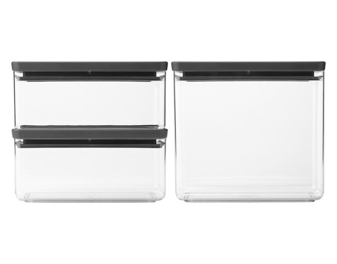 BRABANTIA Vorratsdosen Set Tasty+ 3-teilig dark grey 2x1.5+1x3.5 l in  präsentiert im Onlineshop von KAQTU Design AG. Aufbewahrungsdose ist von BRABANTIA