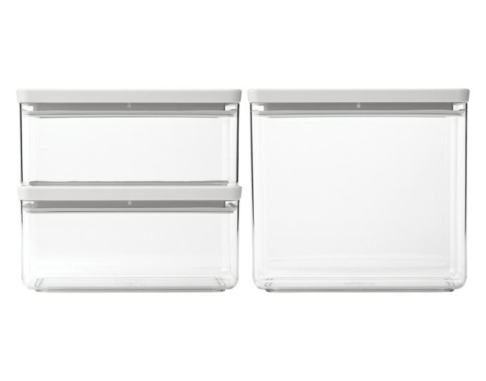 BRABANTIA Vorratsdosen Set Tasty+ 3-teilig light grey 2x1.5+1x3.5 l in  präsentiert im Onlineshop von KAQTU Design AG. Aufbewahrungsdose ist von BRABANTIA