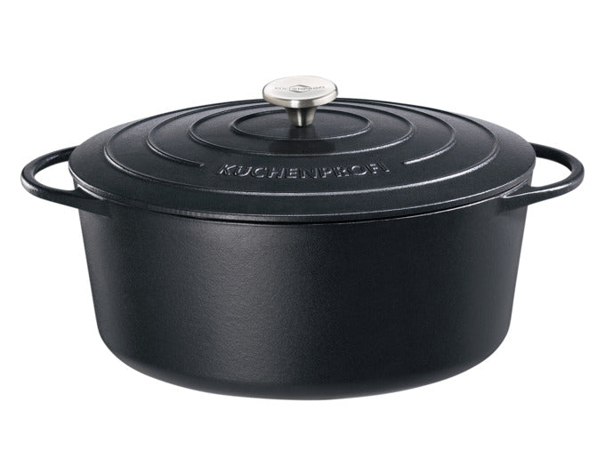 KÜCHENPROFI Bratentopf Guss emailliert oval schwarz 8.9 l 35x14 cm in  präsentiert im Onlineshop von KAQTU Design AG. Topf ist von KÜCHENPROFI