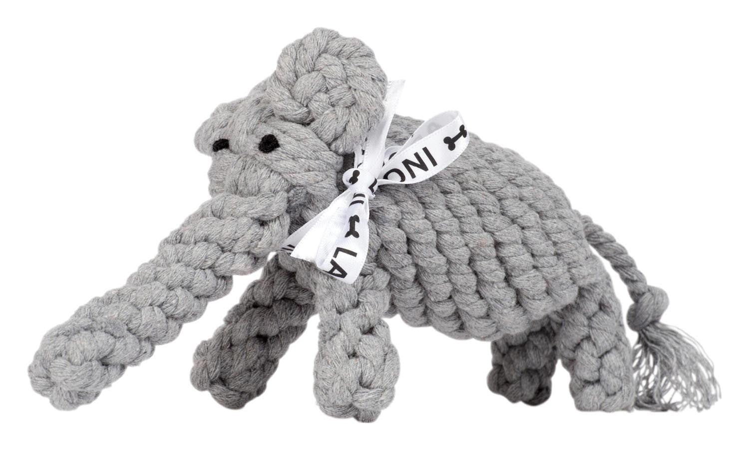 Entdecken Sie den LABONI Elton Elefant Jr. aus 100% Baumwolle – robust, umweltfreundlich und ideal für Spielspaß und geistige Stimulation Ihres Hundes!