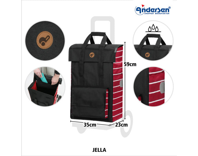 Der ANDERSEN Einkaufswagen Scala Jella in Rot ist ein praktischer, stilvoller Begleiter für Einkäufe und überzeugt durch Qualität und Design.