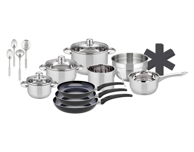 ELO Topfset Basic Galactica 15-teilig Edelstahl inklusive 3 Bratpfannen in  präsentiert im Onlineshop von KAQTU Design AG. Topf ist von ELO BASIC