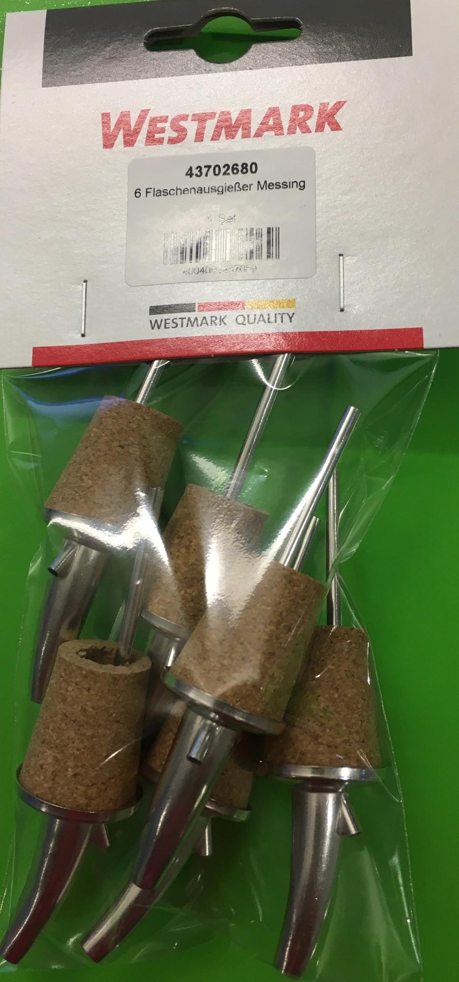 Set mit 6 Gastro-Ausgießern von Westmark, ohne Kläppchen, perfekt für präzises und sauberes Ausgießen in der Gastronomie.