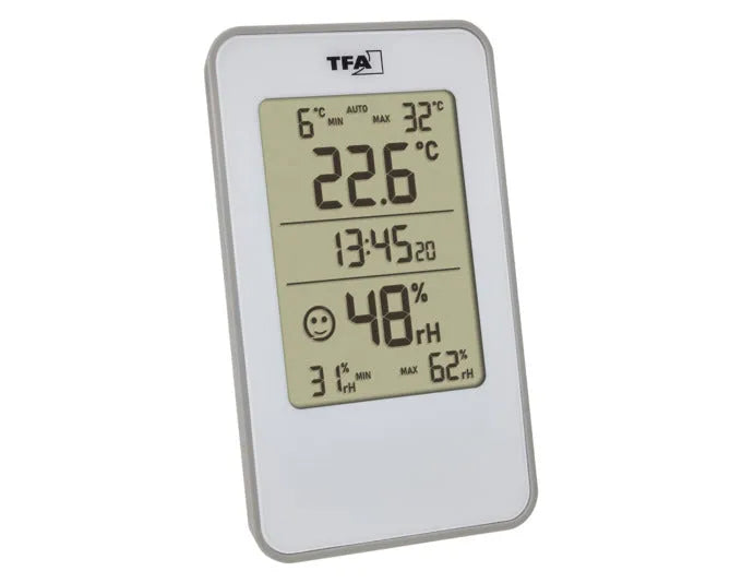 TFA Thermometer-Hygrometer Digital weiss 12x7.2x5.2 cm -10…+60°C in  präsentiert im Onlineshop von KAQTU Design AG. Thermometer ist von TFA