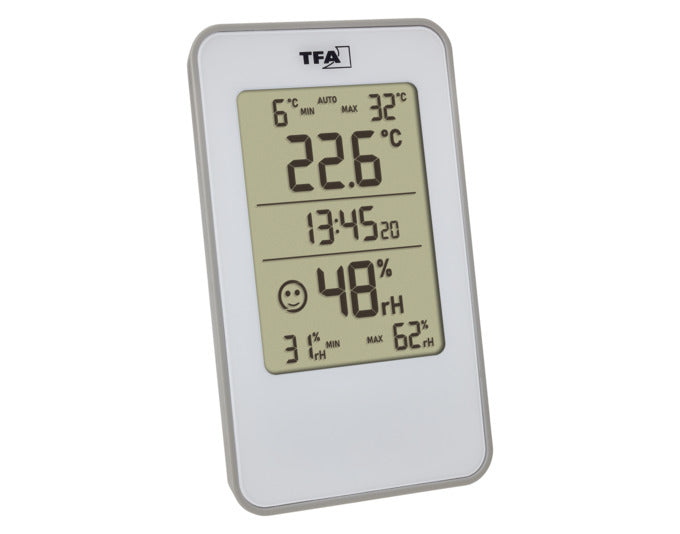 TFA Thermometer-Hygrometer Digital weiss 12x7.2x5.2 cm -10…+60°C in  präsentiert im Onlineshop von KAQTU Design AG. Thermometer ist von TFA