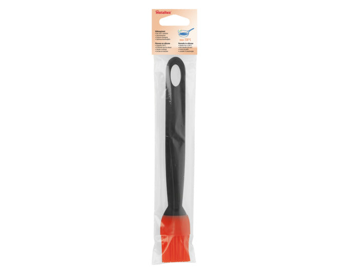METALTEX Back- und Grillpinsel mit Silikonborsten, ideal für Backen und Grillen, schwarz/rot, 22x3 cm, langlebig und leicht zu reinigen.
