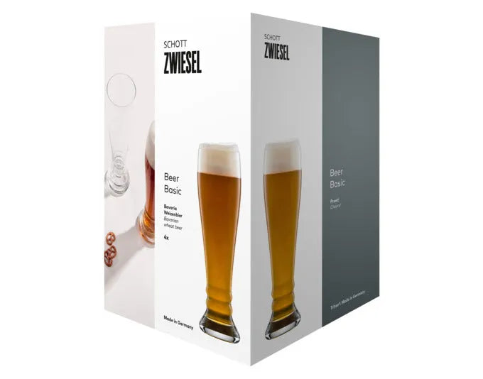 Elegante Weizenbiergläser von SCHOTT ZWIESEL, 0.5 l, 4er-Set, ideal für Biergenuss, robust und spülmaschinenfest, zeitloses Design.
