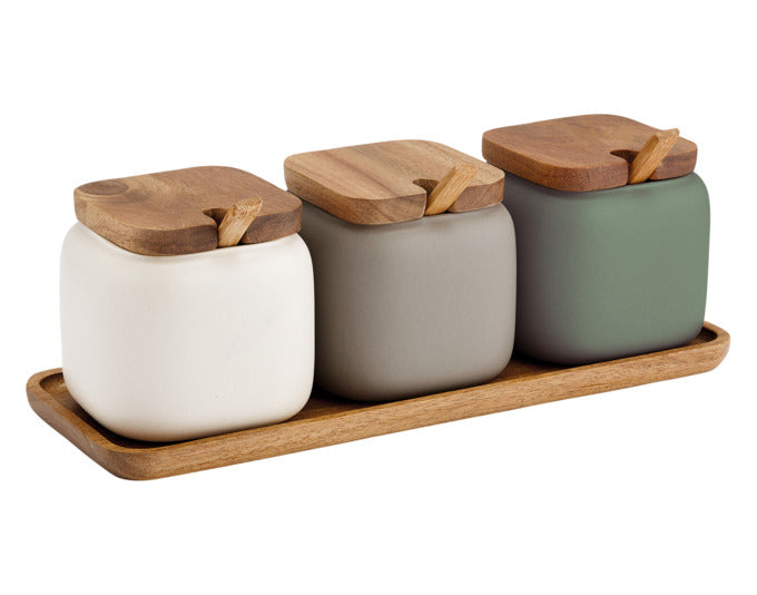 LADELLE Aufbewahrungsdosen-Set Essentials weiss/stone/salbei 10-teilig 28x10.5x9.5 cm in  präsentiert im Onlineshop von KAQTU Design AG. Schale ist von LADELLE