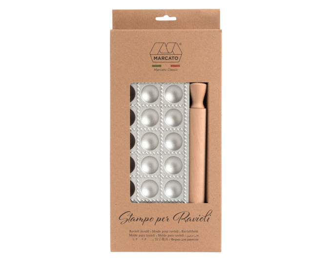 MARCATO Ravioliform Classic Line 12er Aluminium-Druckguss mit Nudelholz ø 55 mm