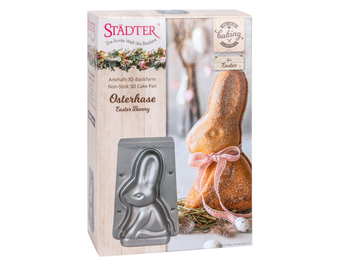 3D-Backform für Osterhasen, 18x26x8 cm, silber, ideal für kreative Backideen. Perfekt für Ostern und Backliebhaber.