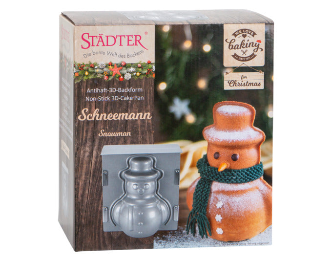 3D Schneemann Backform aus hochwertigem Material, ideal für kreative Backideen. Perfekt für festliche Anlässe und Winterfreude.