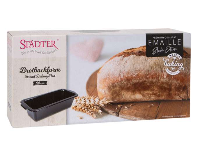 Hochwertige STÄDTER Brotbackform aus Emaille, 26x11.5x7.5 cm, ideal für perfektes Backen. Robust, langlebig und leicht zu reinigen.