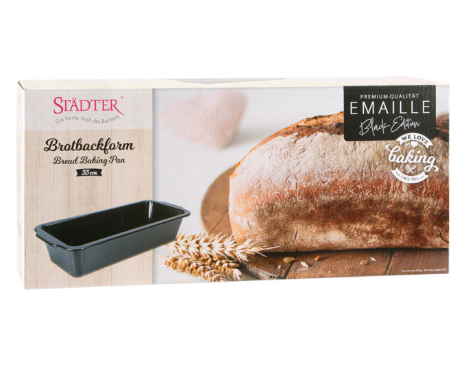 Hochwertige STÄDTER Brotbackform aus Emaille, 35x14.5x8 cm, schwarz. Perfekt für gleichmäßiges Backen. "We love baking" Qualität.