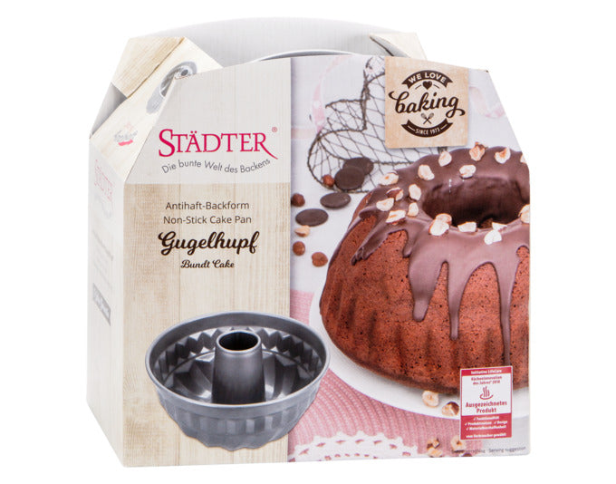 Hochwertige Gugelhupfform aus silbernem Material, 21x10 cm, ideal für Backliebhaber. Perfekt für köstliche Kuchen.