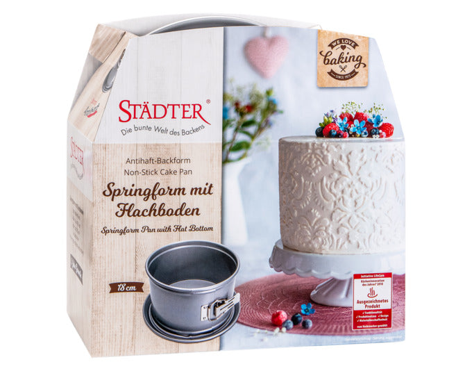 Hochwertige Springform ø 18x10.5 cm in Silber, ideal für Backen mit Liebe. Perfekt für Kuchen und Torten, langlebig und praktisch.