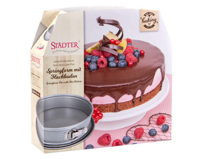Springform 26 cm, 7 cm hoch, silber, ideal für Backen. Hochwertig, langlebig, perfekt für Kuchen und Torten. "We love Baking".