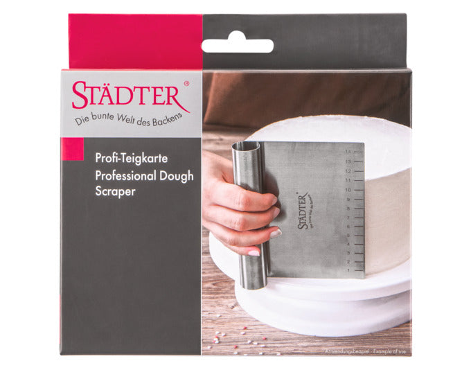 Hochwertige STÄDTER Teigkarte aus Edelstahl, 15x12 cm, 0.9 mm dick, ideal für präzises Arbeiten in der Küche.