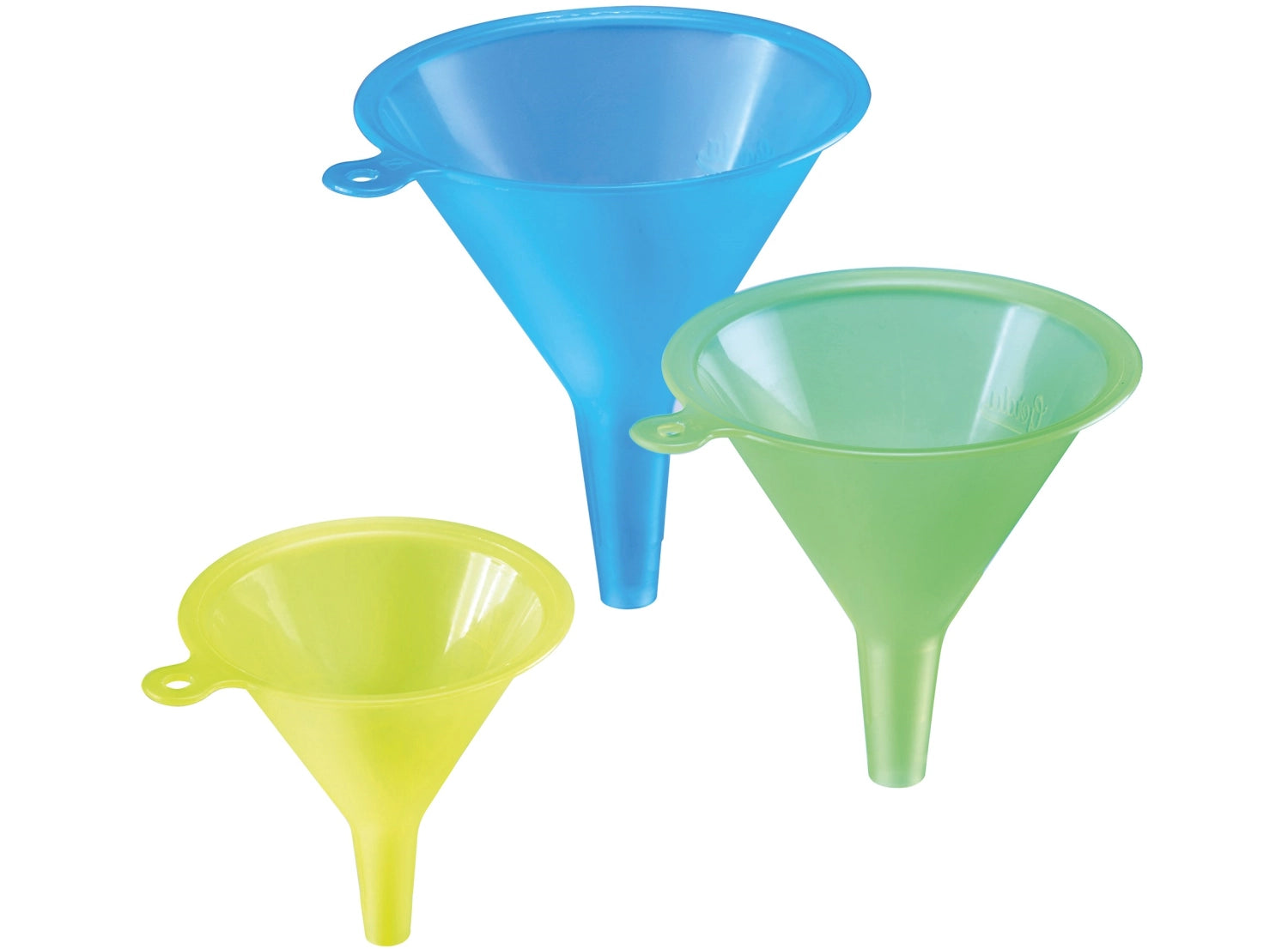 Entdecken Sie den 3-teiligen Trichter-Satz von Westmark! Ideal zum Befüllen von Flaschen und Gläsern. Robuste, spülmaschinenfeste Trichter in 70 mm, 90 mm und 10,5 cm Durchmesser. Perfekt für Flüssigkeiten und trockene Zutaten!
