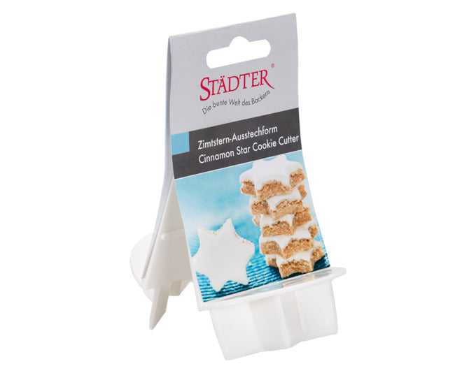 Entdecken Sie den STÄDTER Zimtstern-Ausstecher (ø 5 cm) für perfekte Weihnachtsleckereien. Mit innovativer Klappfunktion für müheloses Backen!