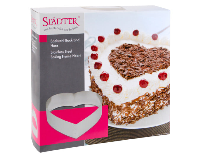 Herzförmiger Backrand von STÄDTER, 26 cm Durchmesser, 7 cm hoch, ideal für kreative Backideen und perfekte Kuchenformen.