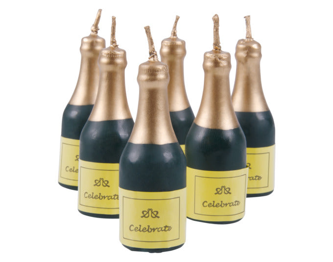 STÄDTER Kerzen Sektflasche 5.5 cm 6-teilig grün in  präsentiert im Onlineshop von KAQTU Design AG. Dekoration ist von STÄDTER