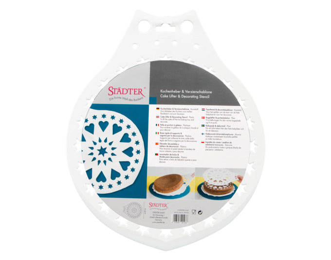 Praktischer STÄDTER Kuchenheber und Verzierschablone in Weiß, ø 28 cm, ideal zum Servieren und Dekorieren von Kuchen und Torten.