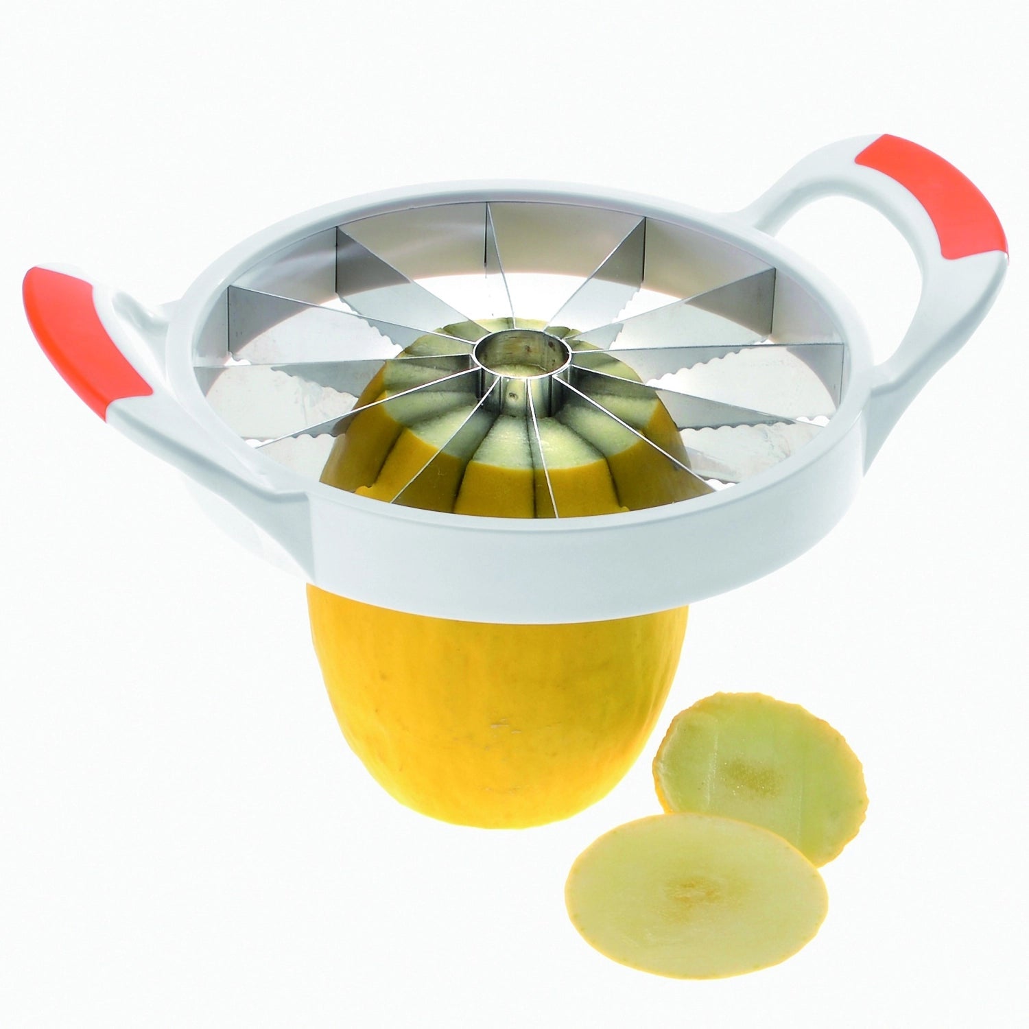 Praktischer Melonenteiler von Westmark, ideal für große Melonen. Robustes Design, einfache Handhabung, perfekte Scheiben.
