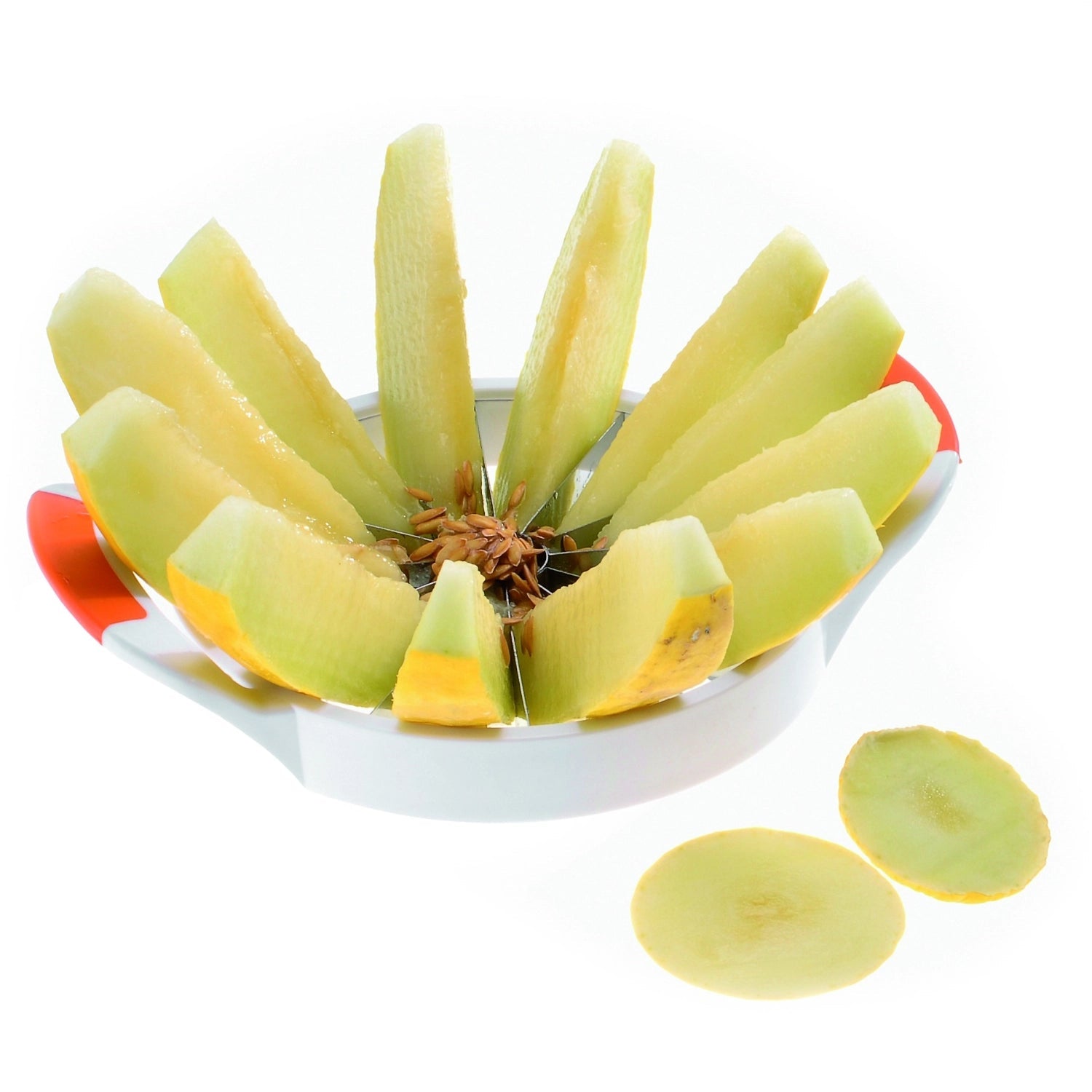 Praktischer Melonenteiler von Westmark, ideal für große Melonen. Robustes Design, einfache Handhabung, perfekte Scheiben.