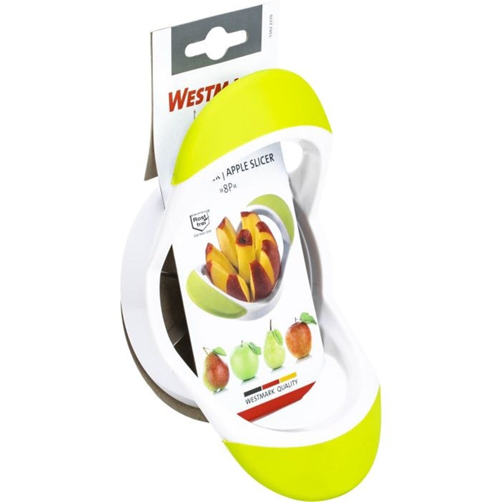 Robuster Apfelteiler von Westmark, schneidet Äpfel in 8 gleichmäßige Stücke, Maße 10.5x17.5x6cm, ideal für die schnelle Küchenarbeit.