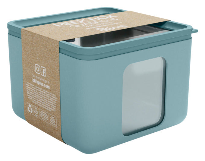 Vorratsdose Quadro S teal 13.3x13.3x10 cm, stilvolles Design, ideal für Küche, PEEK BOX Collection von BLIMPLUS, praktisch und modern.