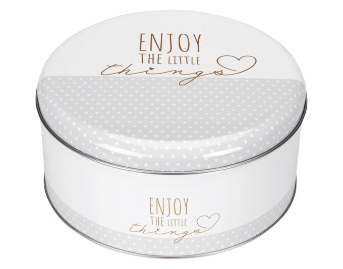 STÄDTER Gebäckdose Enjoy the little things ø 16.5x8 cm weiss rund in  präsentiert im Onlineshop von KAQTU Design AG. Aufbewahrungsdose ist von STÄDTER