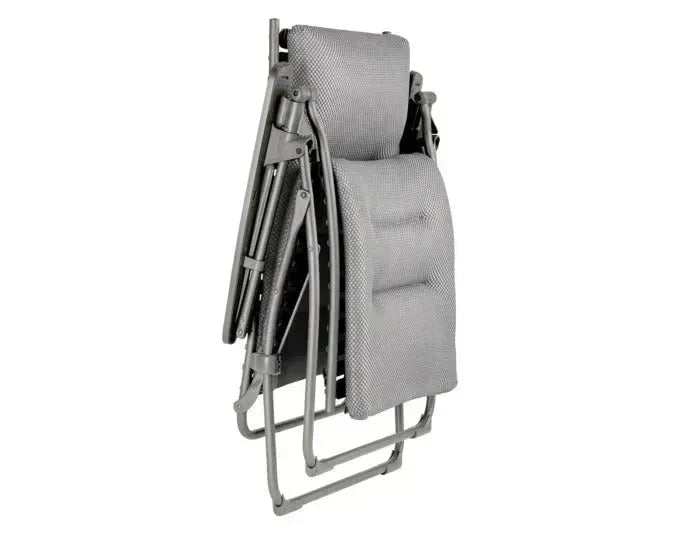 Ergonomischer LAFUMA Relaxsessel Evolution BeComfort® mit robustem Titangestell und komfortabler Polsterung in Silber.