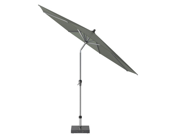 Moderner Sonnenschirm Riva ø 300 cm in Olive-Anthrazit von Platinum Sun & Shade, idealer Schutz vor Sonne und Regen.