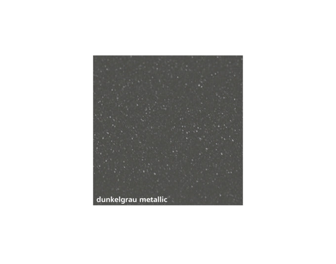 Aluminium-Briefkasten dunkelgrau metallic mit flacher Front, Regenschutzleiste und pulverbeschichtetem Gehäuse sowie Ablagefachtüre.