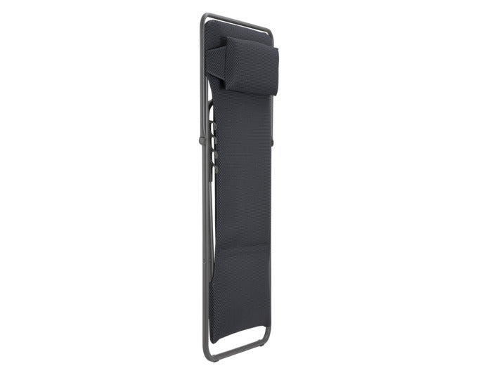 LAFUMA Maxi Transat+ BeComfort® Sessel, dunkelgrau, titane Gestell, komfortabel, faltbar, ideal für Entspannung.
