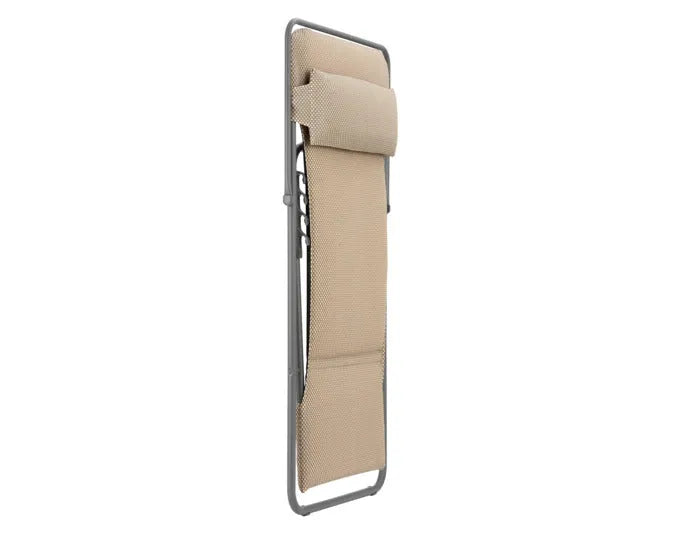 Komfortabler LAFUMA Maxi Transat+ BeComfort® Sessel in Moka mit robustem Titane-Gestell, ideal für Entspannung.